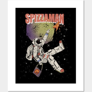 SPIZZAMAN - Astronaut Chasing Pizza Posters and Art